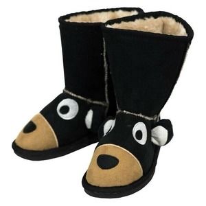 LAZY ONE Boutique Sherpa Lined Slipper Boots Booties NEW Cozy Warm Black M 10-12